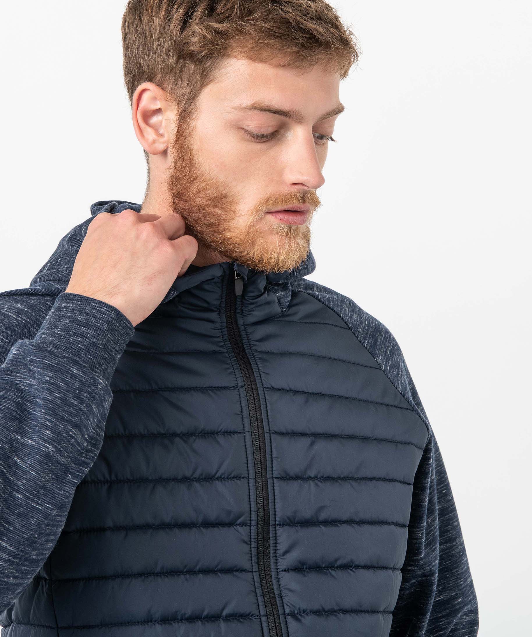 Sweat homme à capuche bi-matières bleu | GEMO