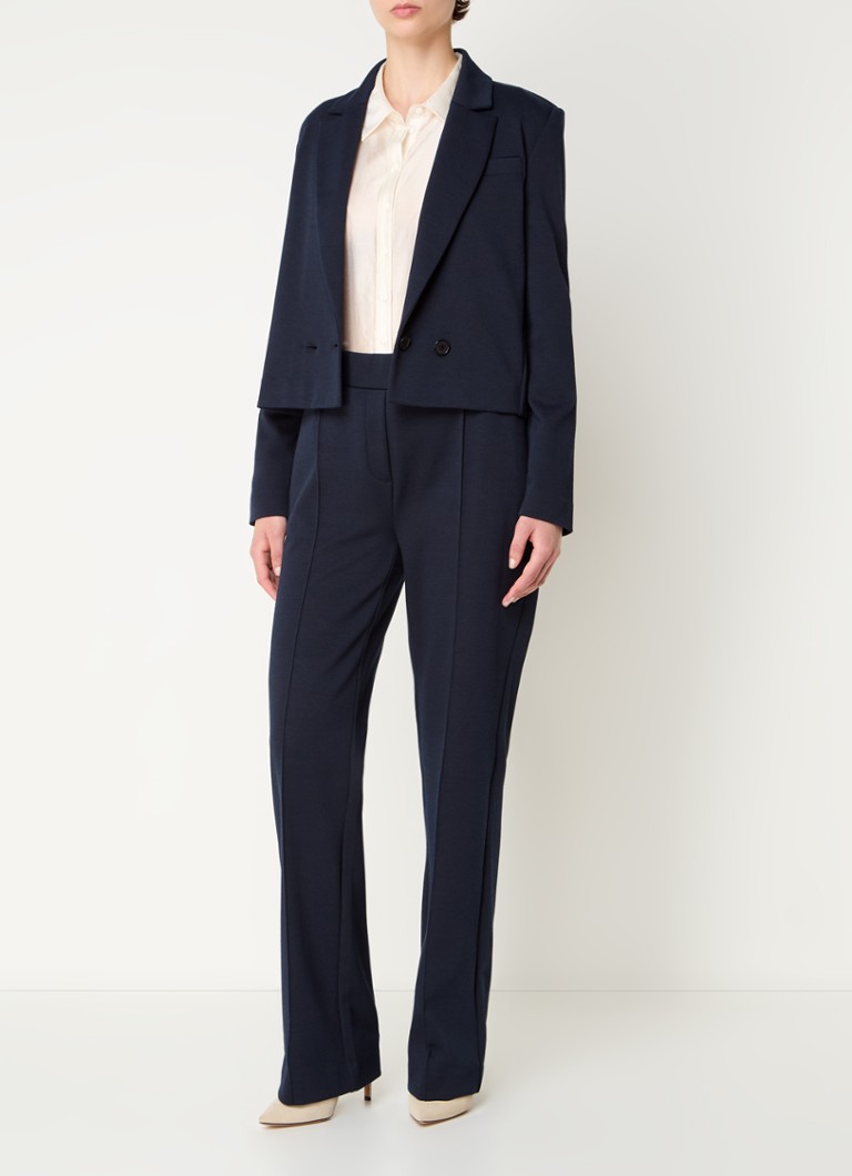 Expresso High waist straight fit textured jersey trousers