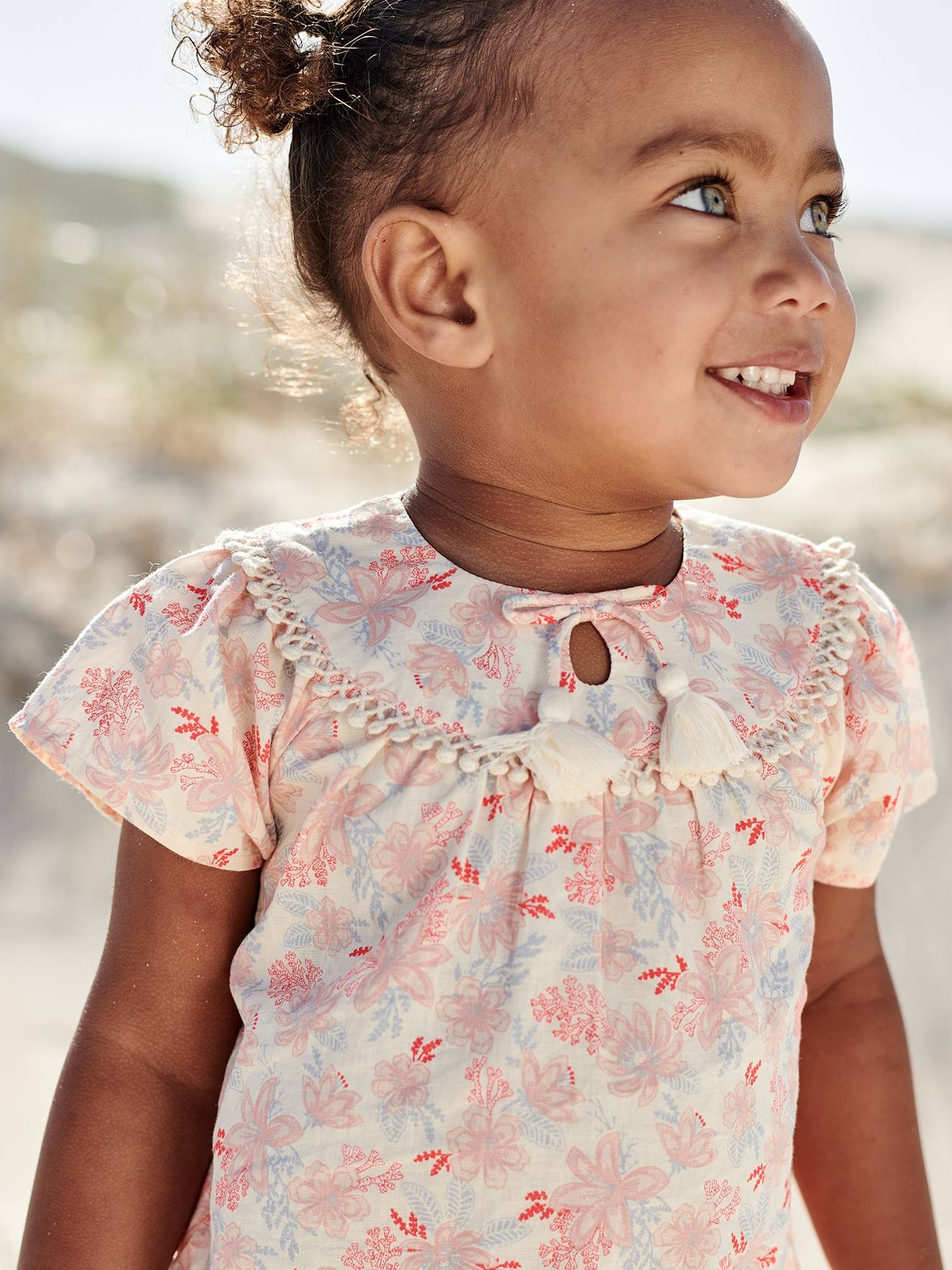 Vertbaudet Mädchen Baby Blumenkleid - wollweiß