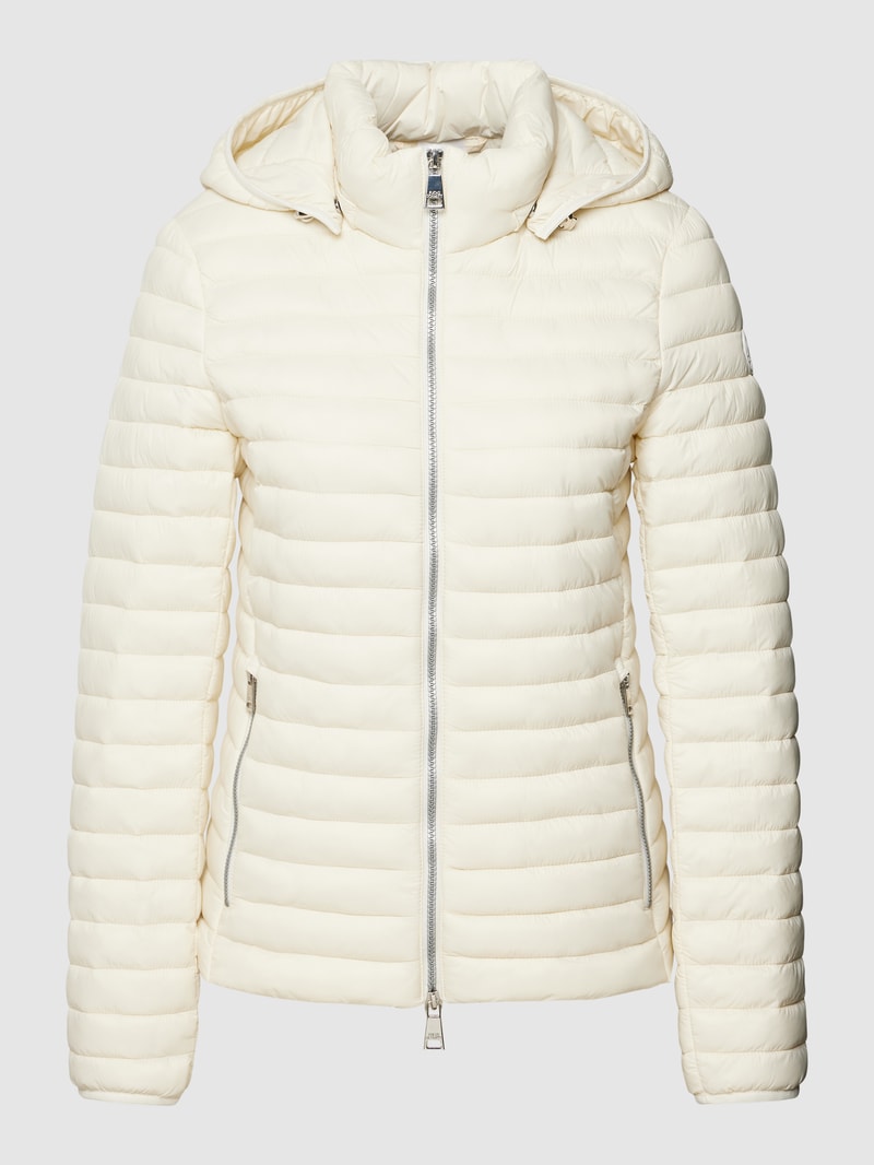 Steppjacke mit Label-Patch und abnehmbarer Kapuze in offwhite