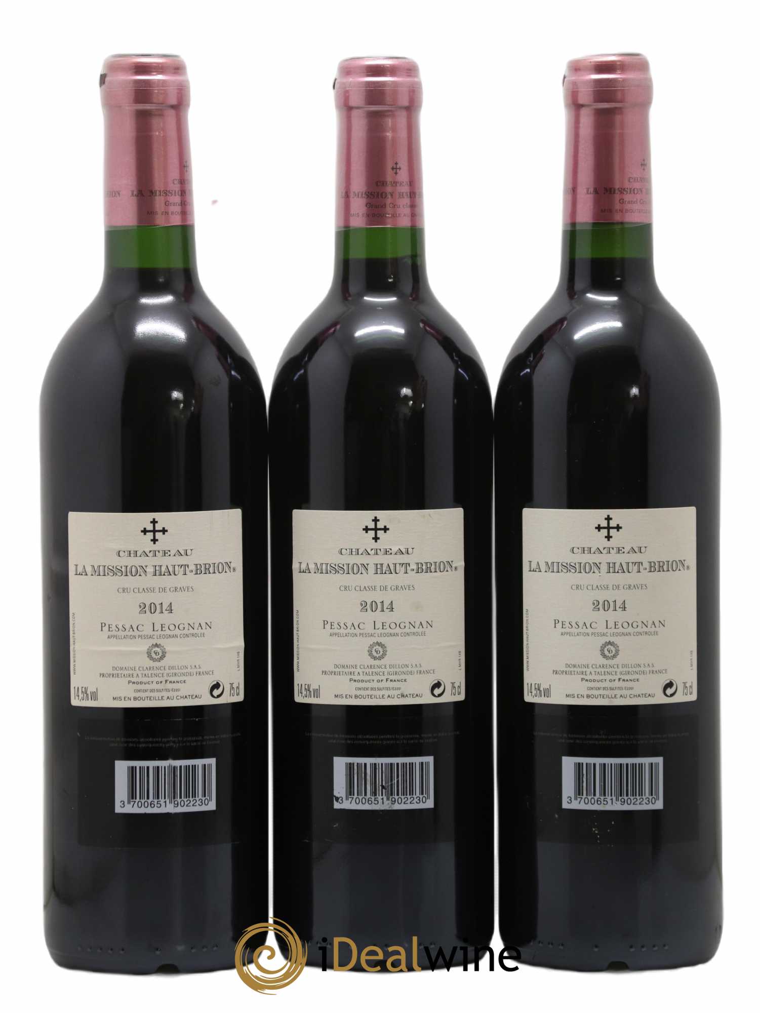 Château La Mission Haut-Brion Cru Classé de Graves  2014 - Lot de 3 Bouteilles