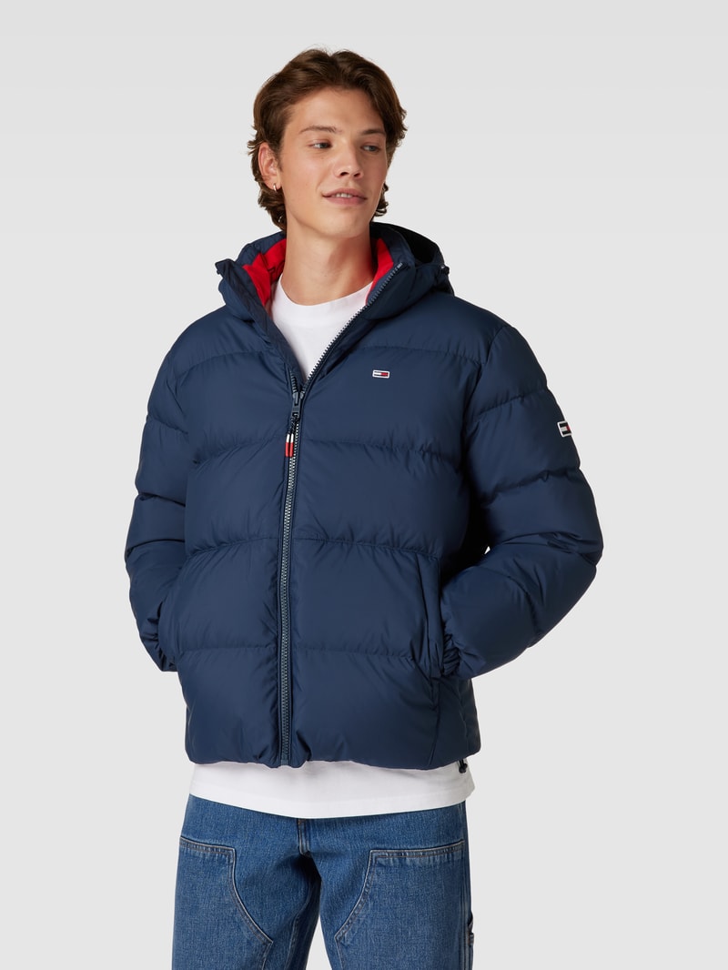 Steppjacke mit Kapuze Modell 'ESSENTIAL' in dunkelblau