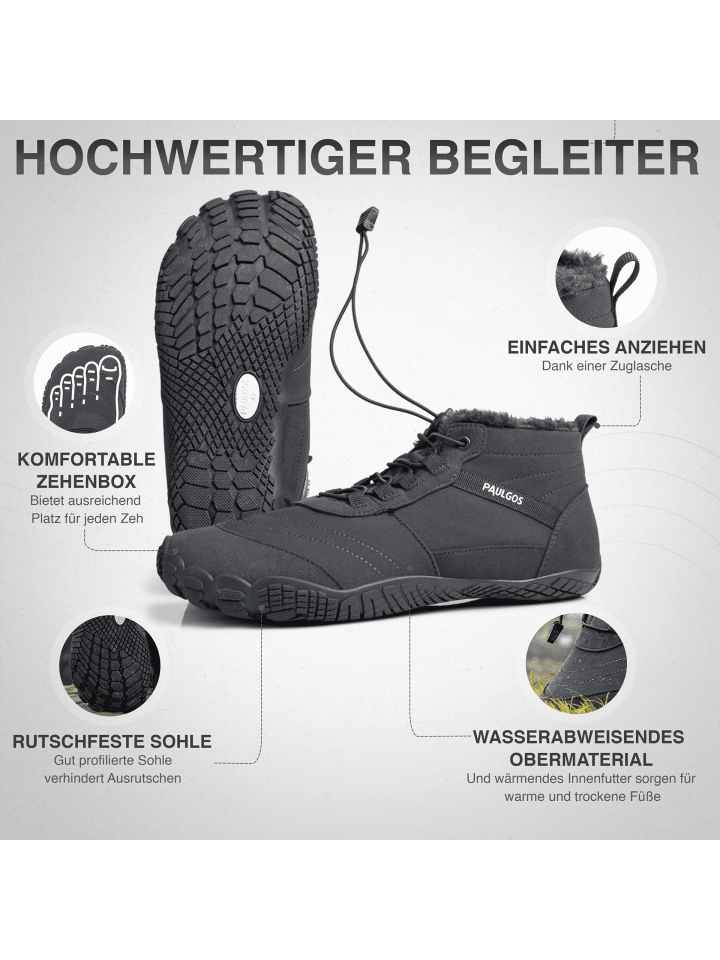PAULGOS Winterbarfußschuhe, unisex, Größe 37-47 in 3 Farben in Grau günstig kaufen