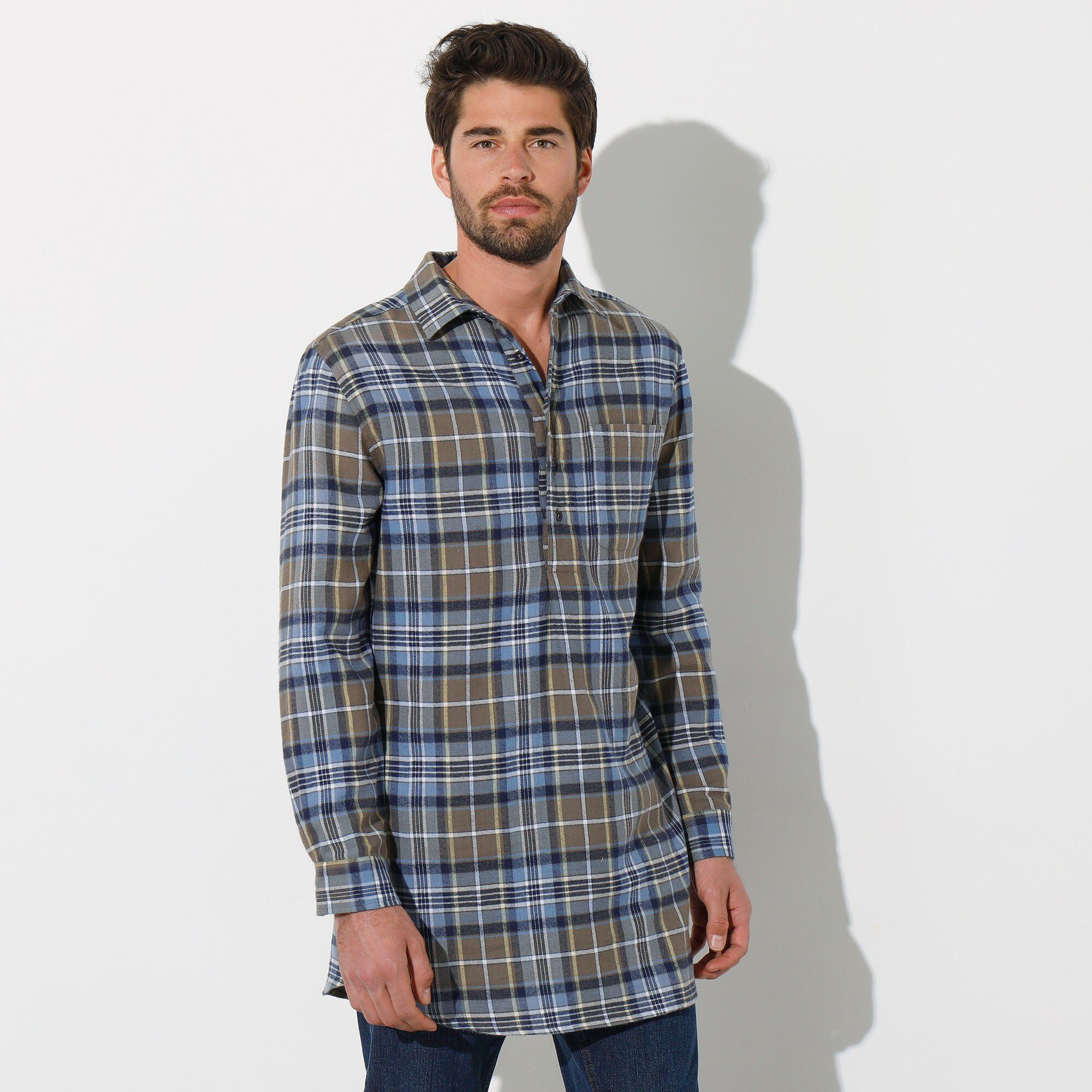Chemise extra-longue carreaux flanelle