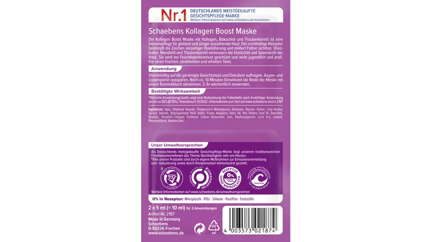 Schaebens Kollagen Boost Maske 10 ml