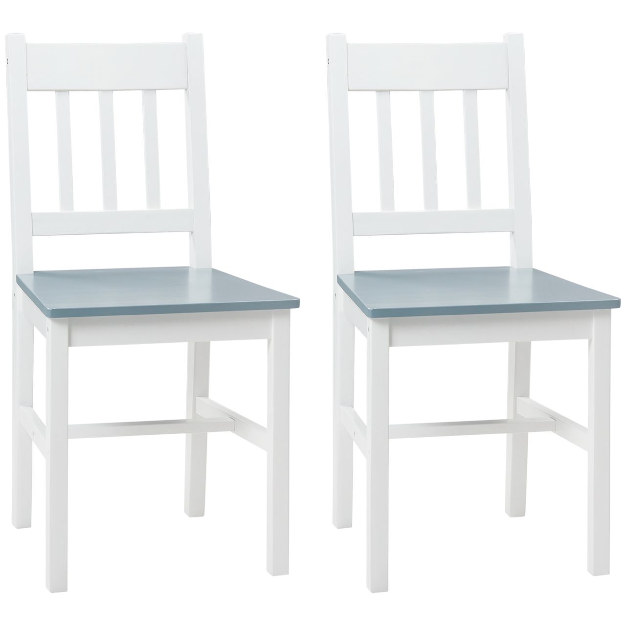 HOMCOM Esszimmerstuhl 2er Set Küchenstuhl, Essstuhl mit Rückenlehne, Kiefernholz