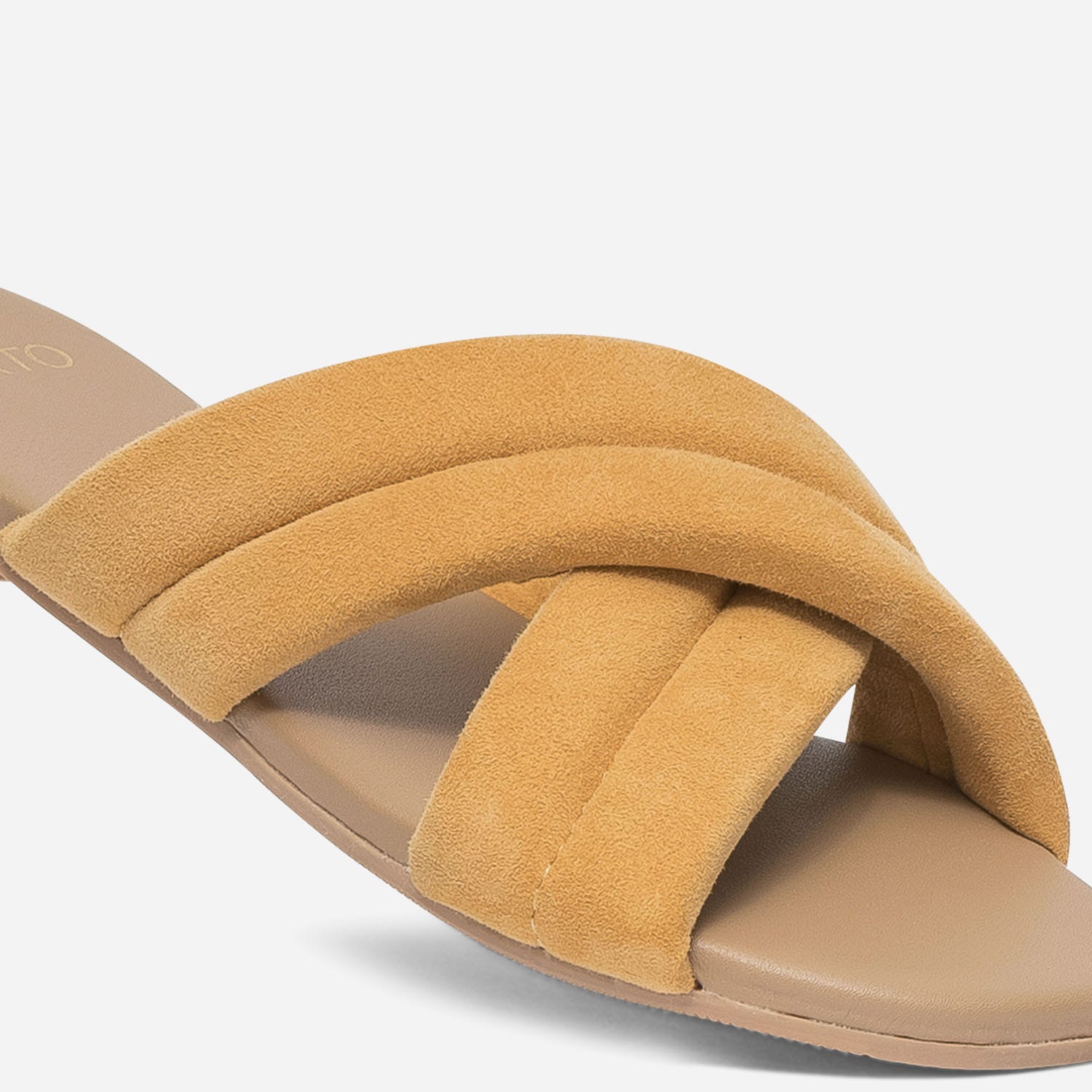 Mule TEXTO jaune mangue en cuir velours matelassé