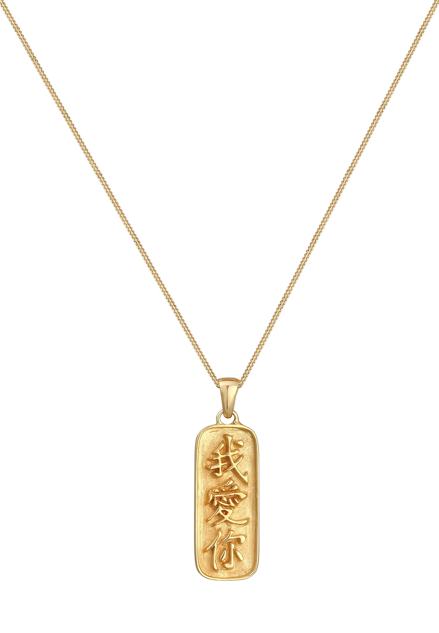 Collana vintage da donna con ciondolo a forma di scritta cinese Elli - Argento 925/1000 placcato oro