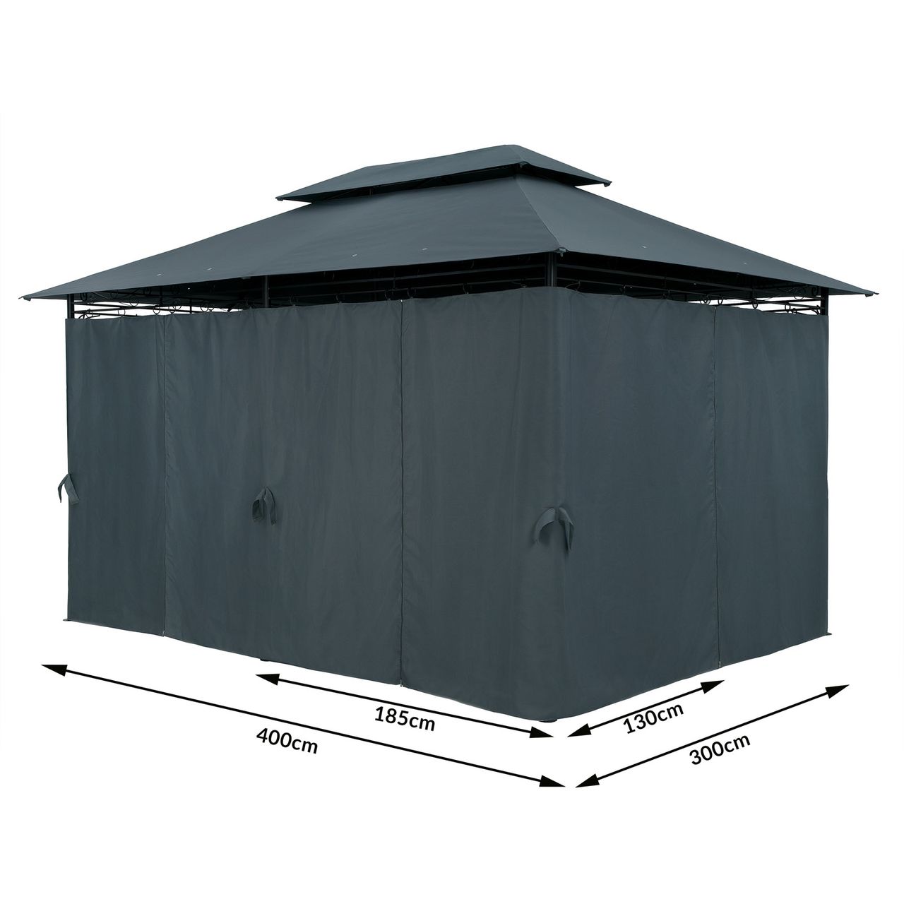 Casaria Pavillon Topas Anthrazit 3x4m UV-Schutz 50
