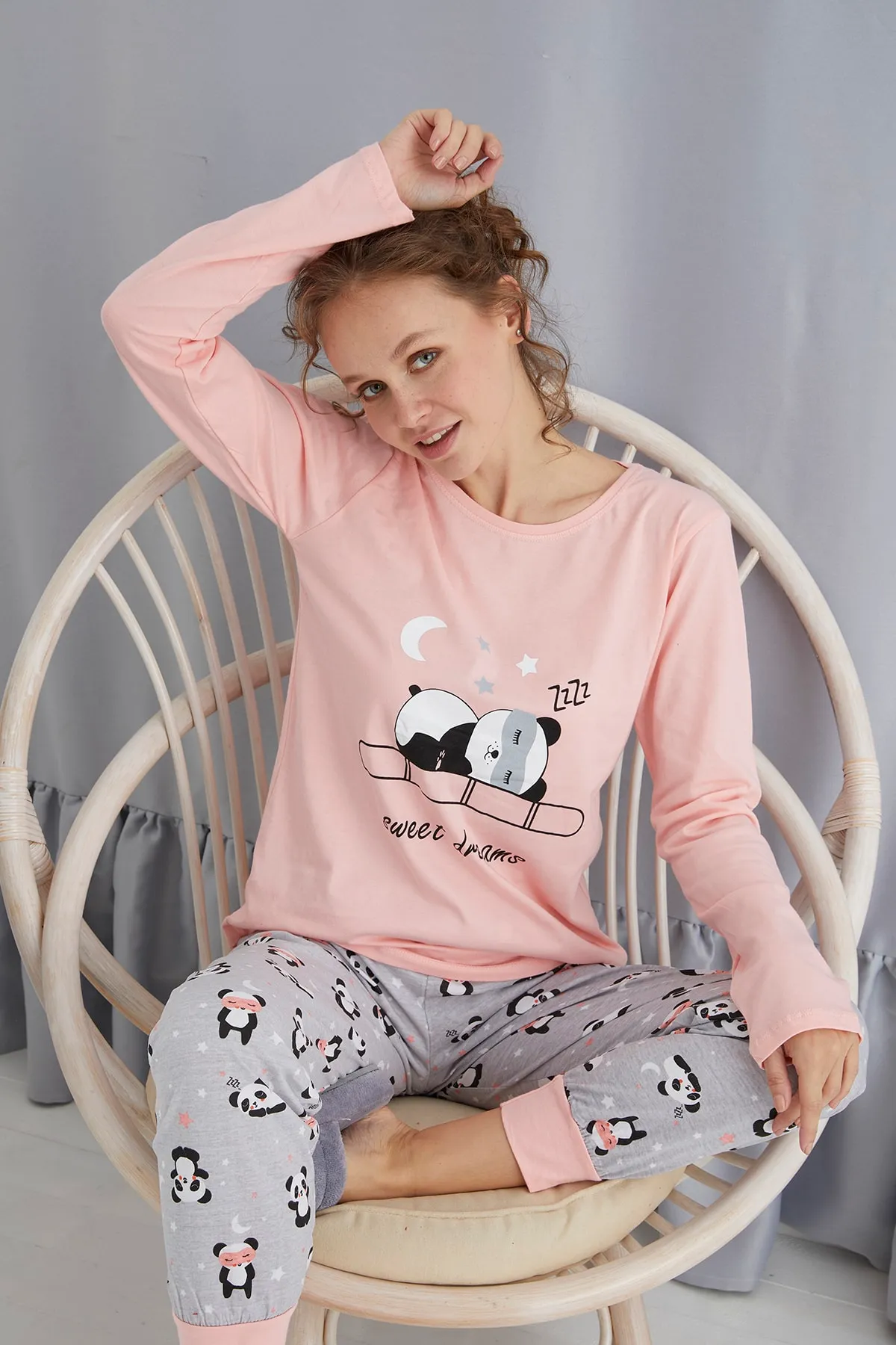 STRAWBERRY  LANGÄRMELIGES PYJAMA-SET AUS BAUMWOLLE