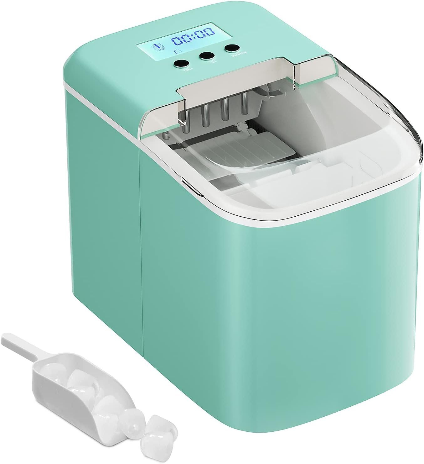 KOMFOTTEU Eiswürfelmaschine, mit LCD-Display, 2,1 Liter Wassertank, 12 kg in 24 Std