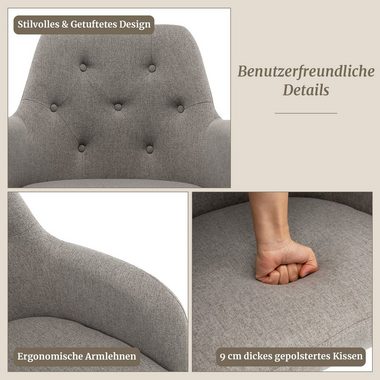 COSTWAY Bürostuhl, Drehstuhl mit Rückenlehne & Rollen, bis 130kg belastbar
