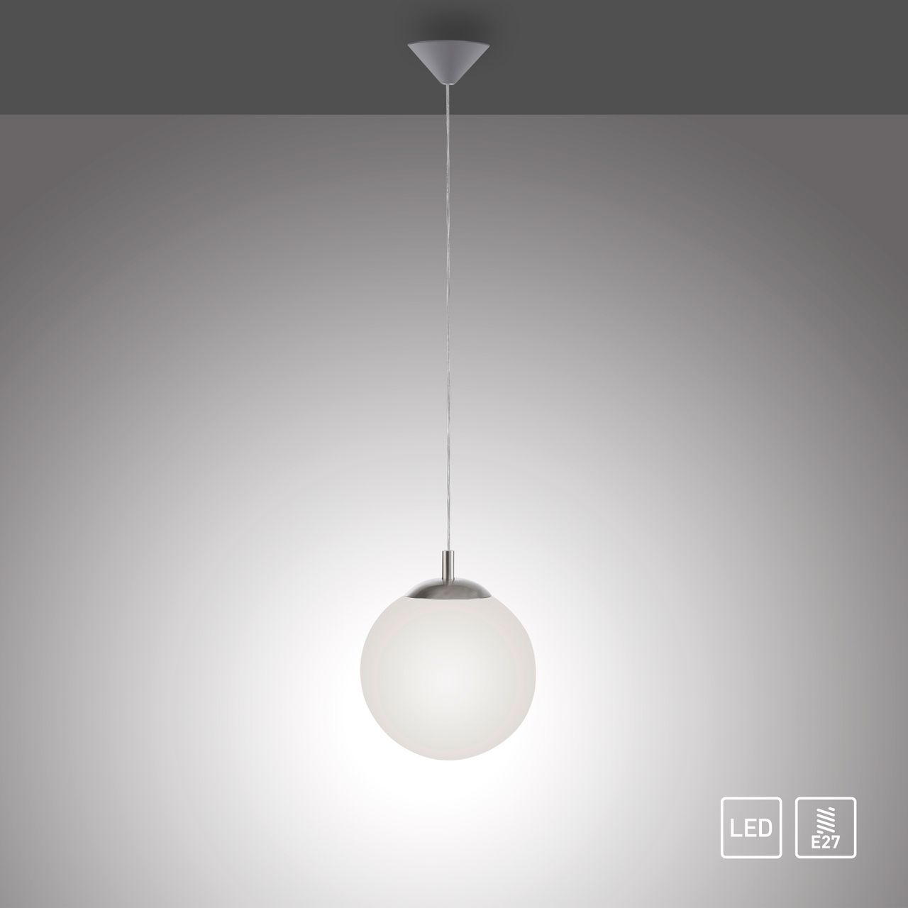 JUST LIGHT Pendelleuchte mit MIKA Leuchtmittel 1xE27/10Watt/2700-5000K, Ø25cm, IP20, Stahl