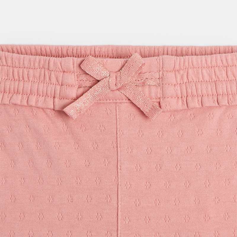 Pantalon maille fantaisie ceinture élastique rose bébé fille