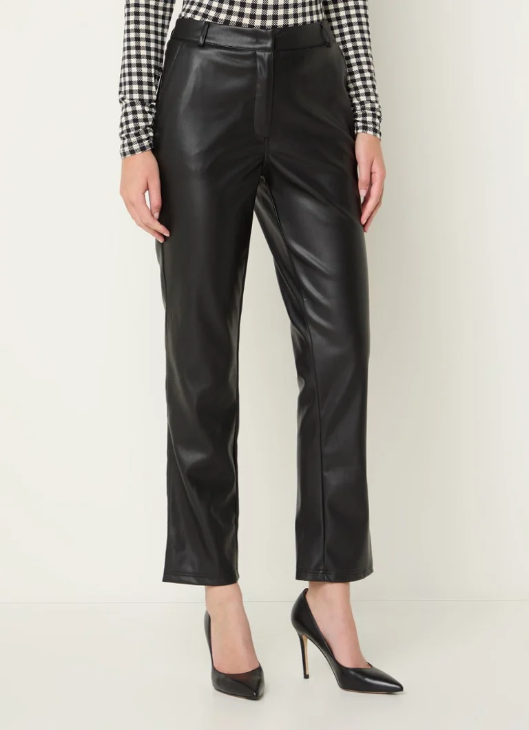 Pantaloni din piele ecologică LKBennett Hardy cu talie înaltă și croială dreaptă