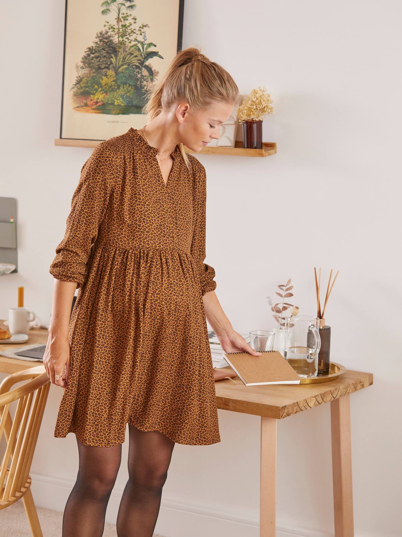 Robe imprimé léopard grossesse et allaitement leopard