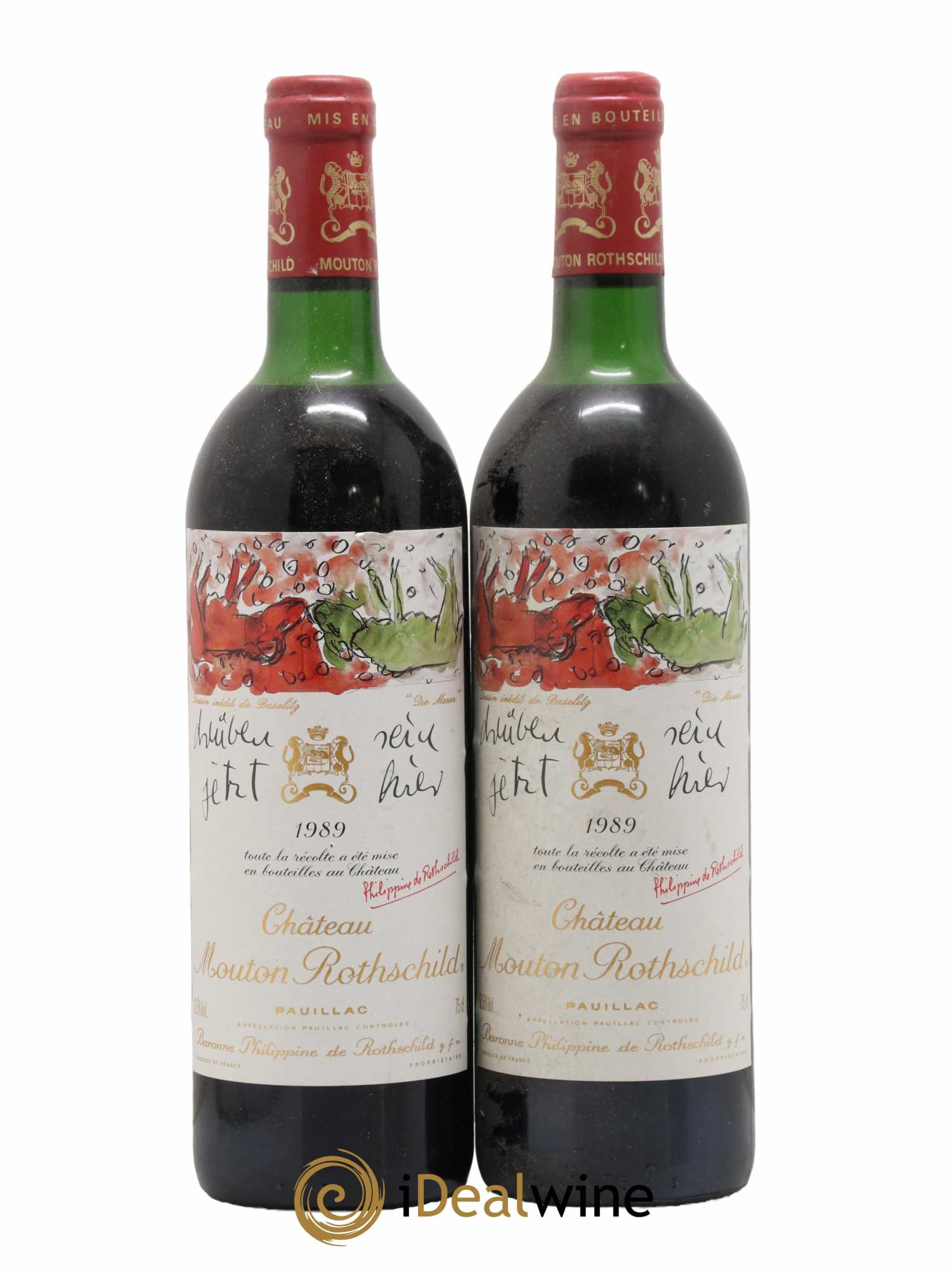Château Mouton Rothschild 1er Grand Cru Classé  1989 - Lot de 2 Bouteilles