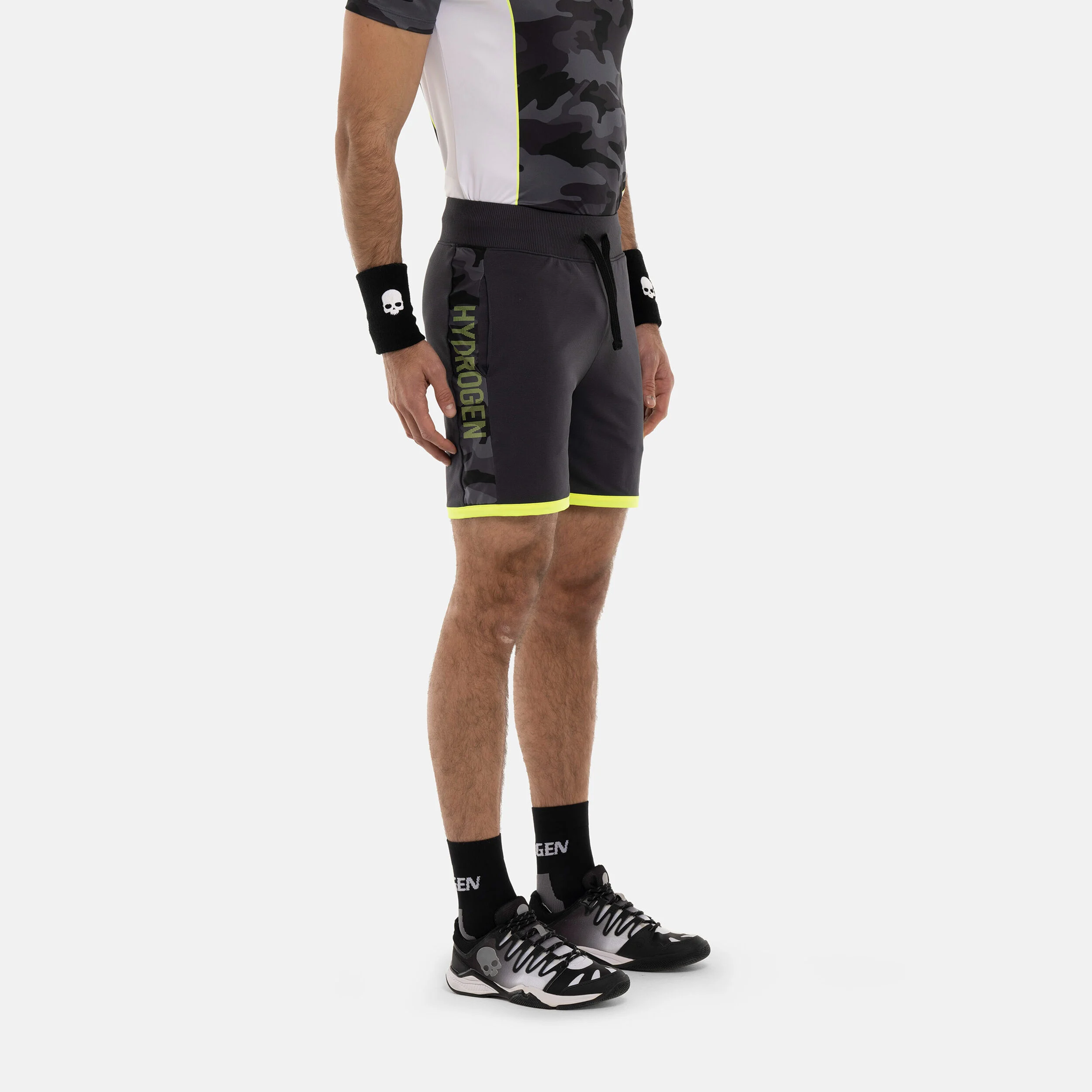 Camo Tech Shorts Herren - Dunkelgrau, Gelb