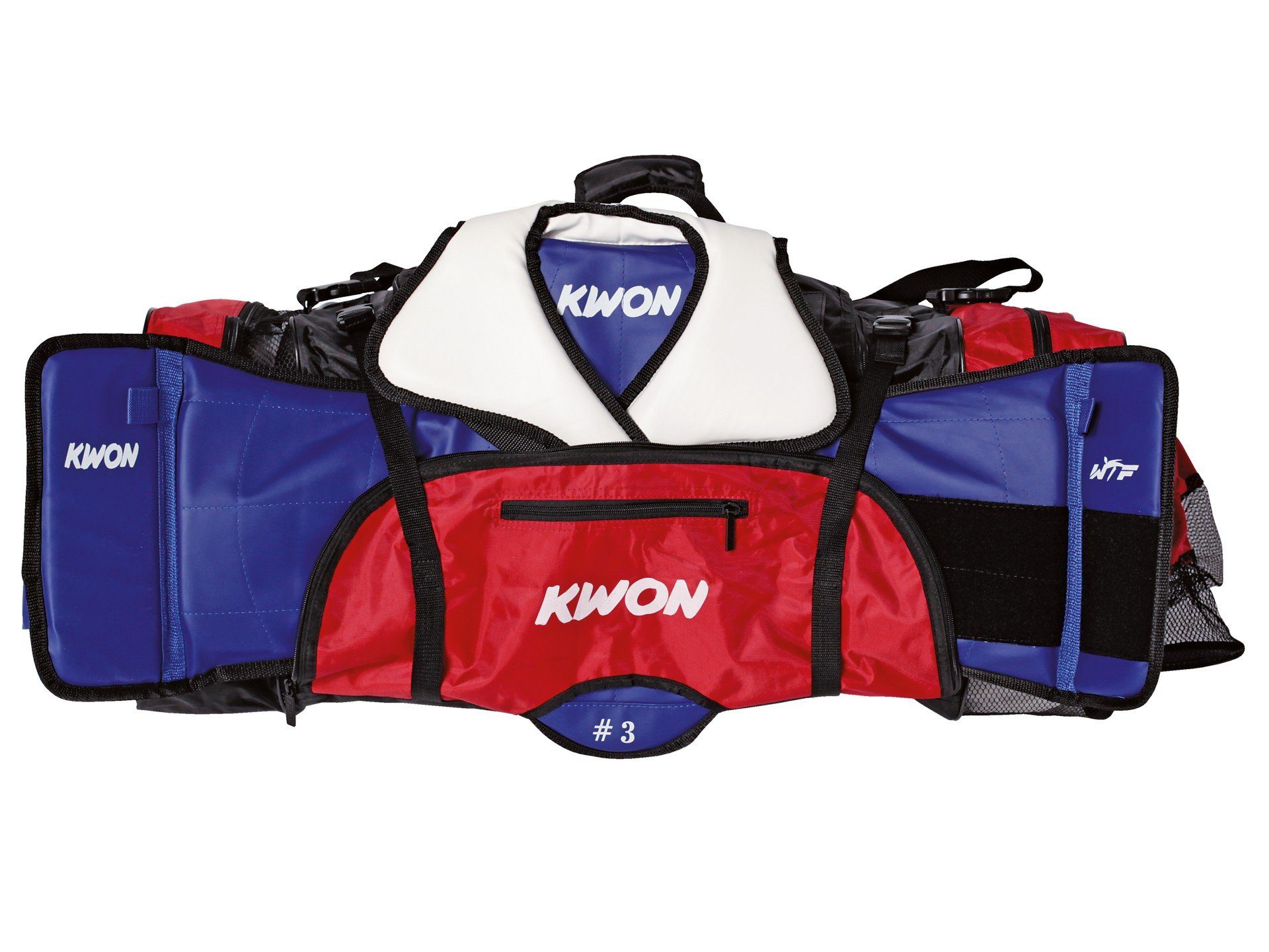 KWON Sporttasche Evolution schwarz rot 70 cm Taekwondo TKD Trainingstasche (Lieblingstasche, 2 Farben), Sehr viele praktische Fächer, geräumig, Nassfach