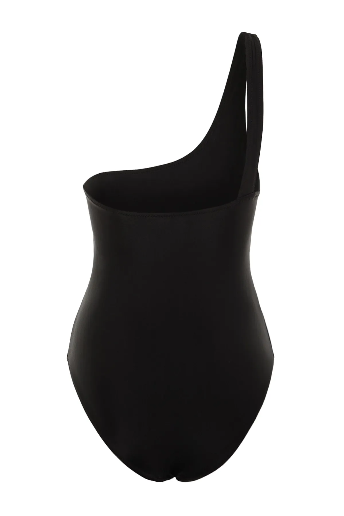 Trendyol Collection  Schwarzer, einschultriger Streifen-Accessoire, regulärer Badeanzug TBESS21MA0138