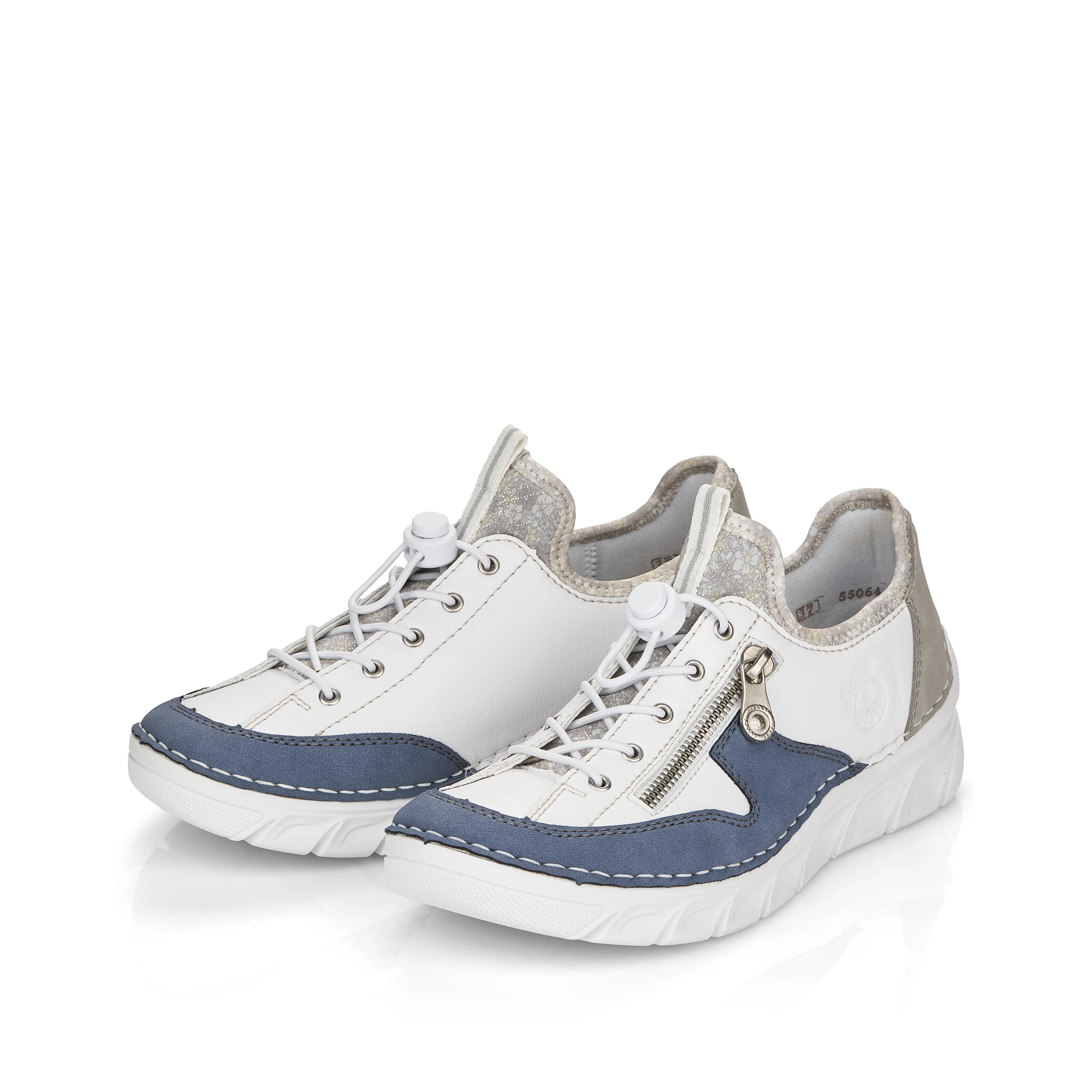 Rieker Damen Slipper reinweiß-ozeanblau