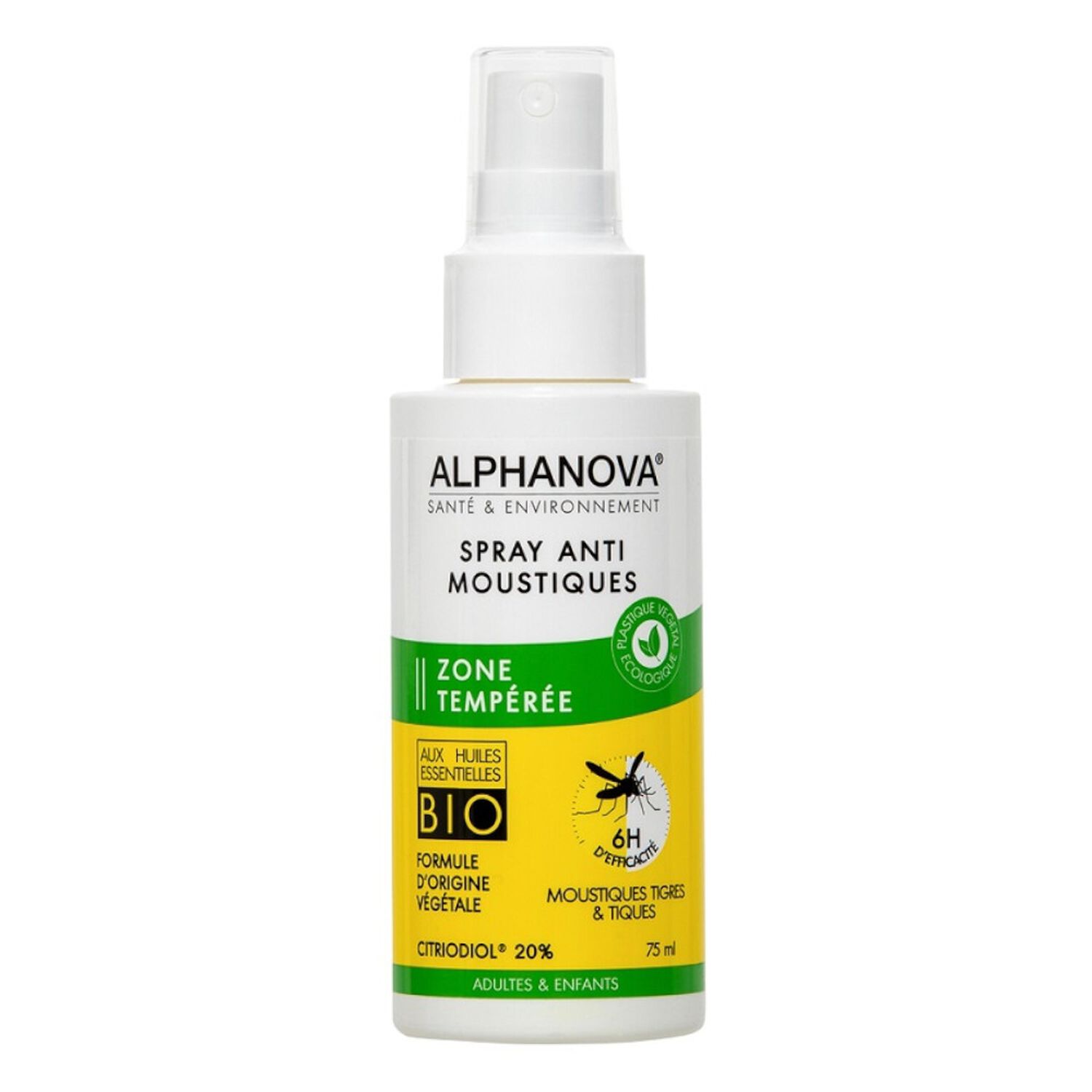 Alphanova Santé Spray Anti-Moustiques Zone Tempérée 75 ml