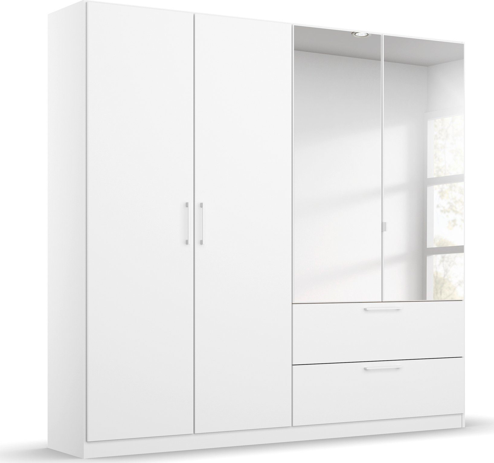 rauch Schlafzimmer-Set Challenger, Schrank mit Spiegel in 2 Breiten, Bett in 3 Breiten und 2 Nachttische