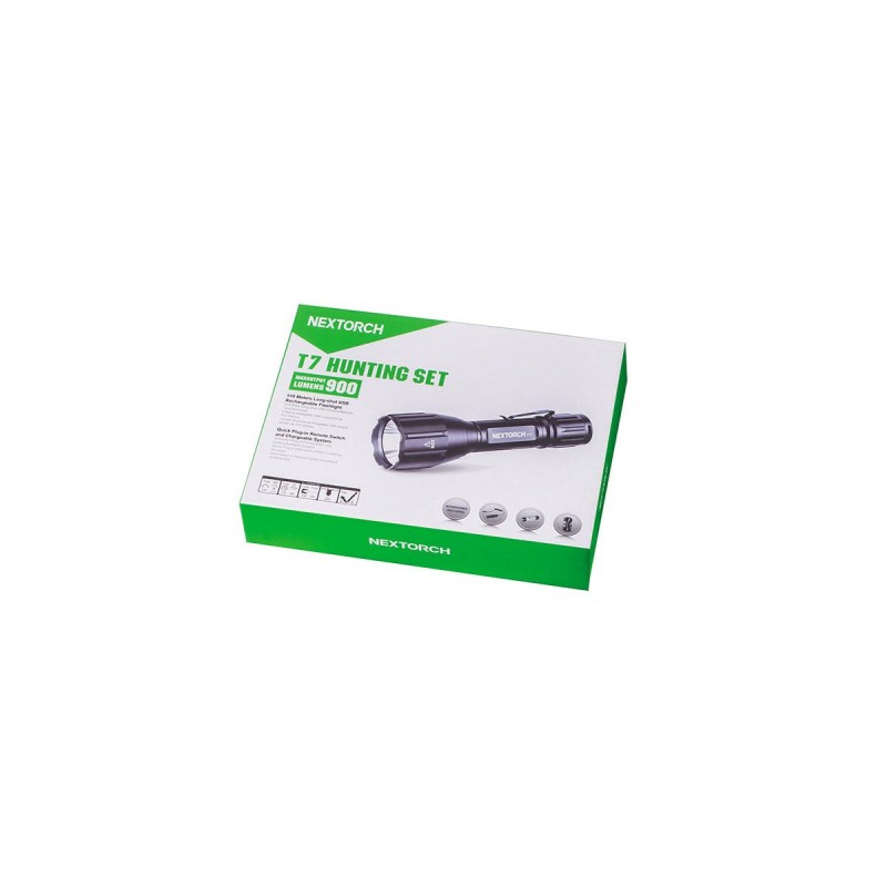 LED-Taschenlampe Nextorch Hunting Set T7, wiederaufladbare 1300-Lumen-LED (taktische Taschenlampe)