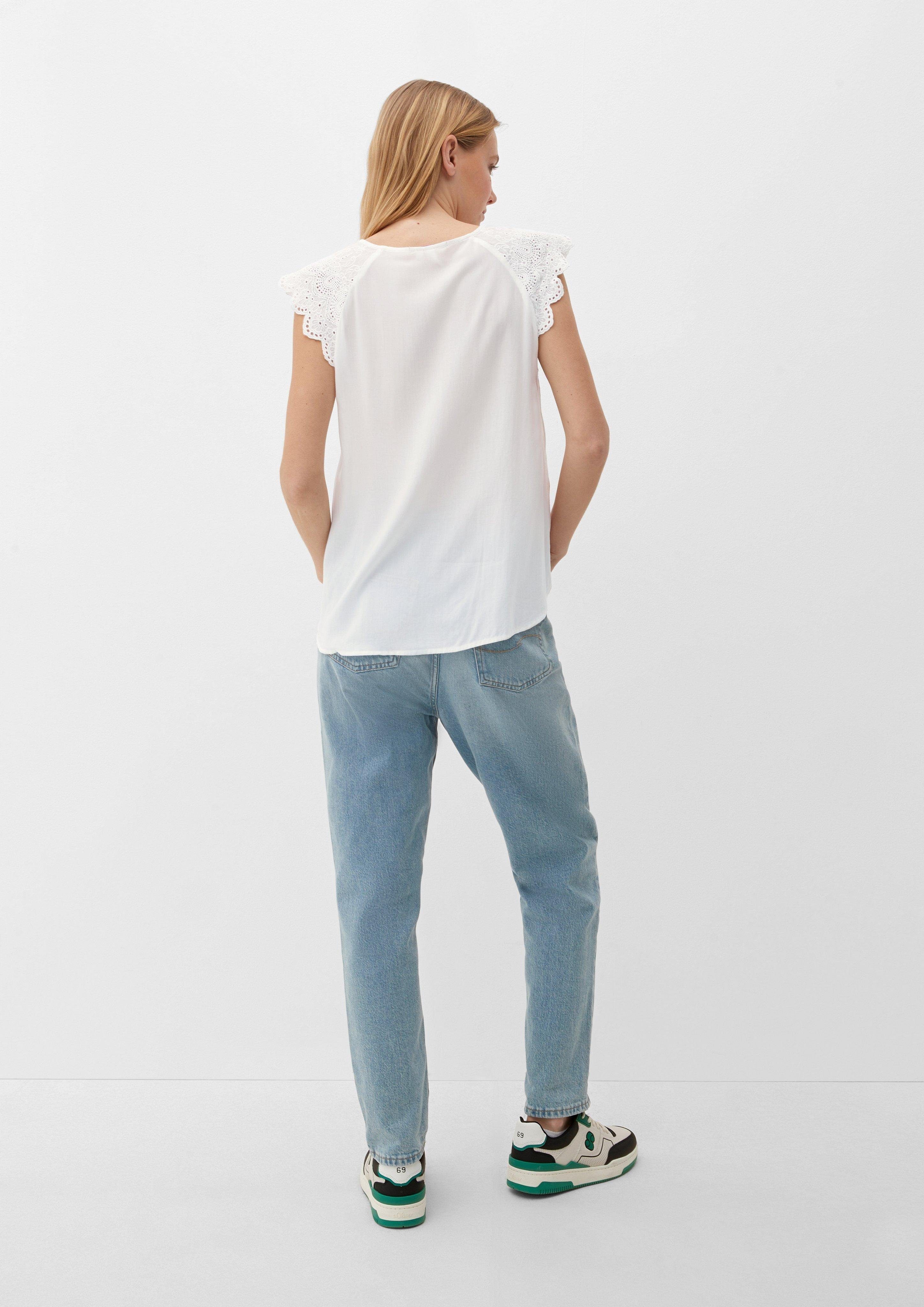 QS Blusentop Bluse mit Broderie Anglaise
