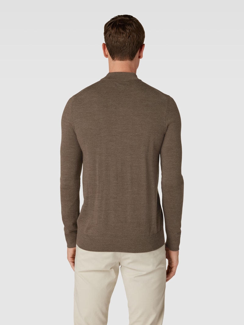 Strickpullover mit Rollkragen in taupe meliert