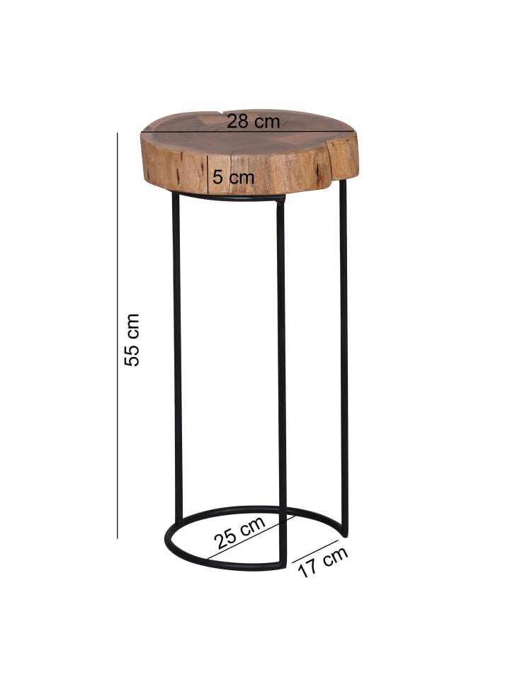 KADIMA DESIGN Beistelltisch AKOLA Massiv-Holz Wohnzimmer-Tisch Metallbeine in Akazie günstig kaufen