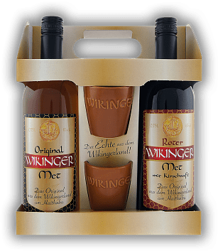 Met Doppelter Wikinger (Honigwein & Honigwein mit Kirschsaft & 2 Becher) Met Doppelter Wikinger (Honigwein & Honigwein mit Kirschsaft & 2 Becher)  1,5	 Liter - Vol 8,5%