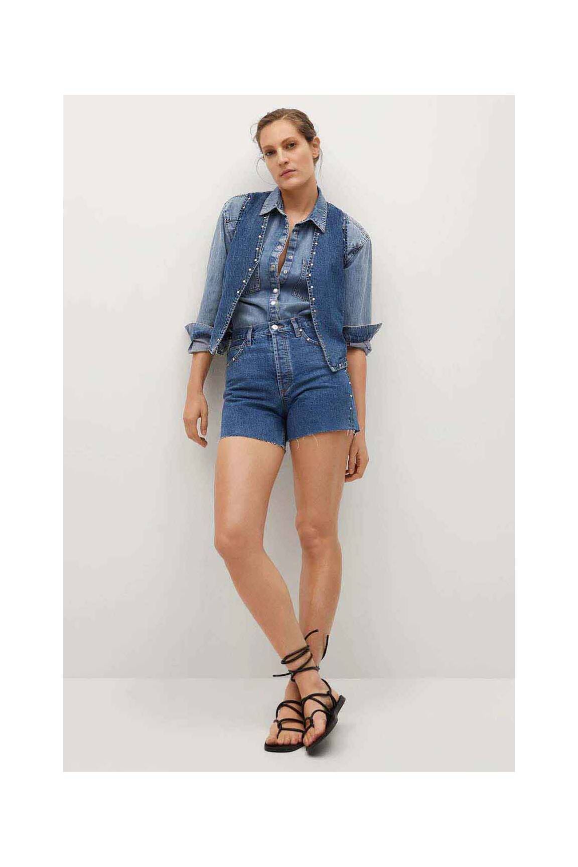 Mango Shorts 1 Femme couleur bleu