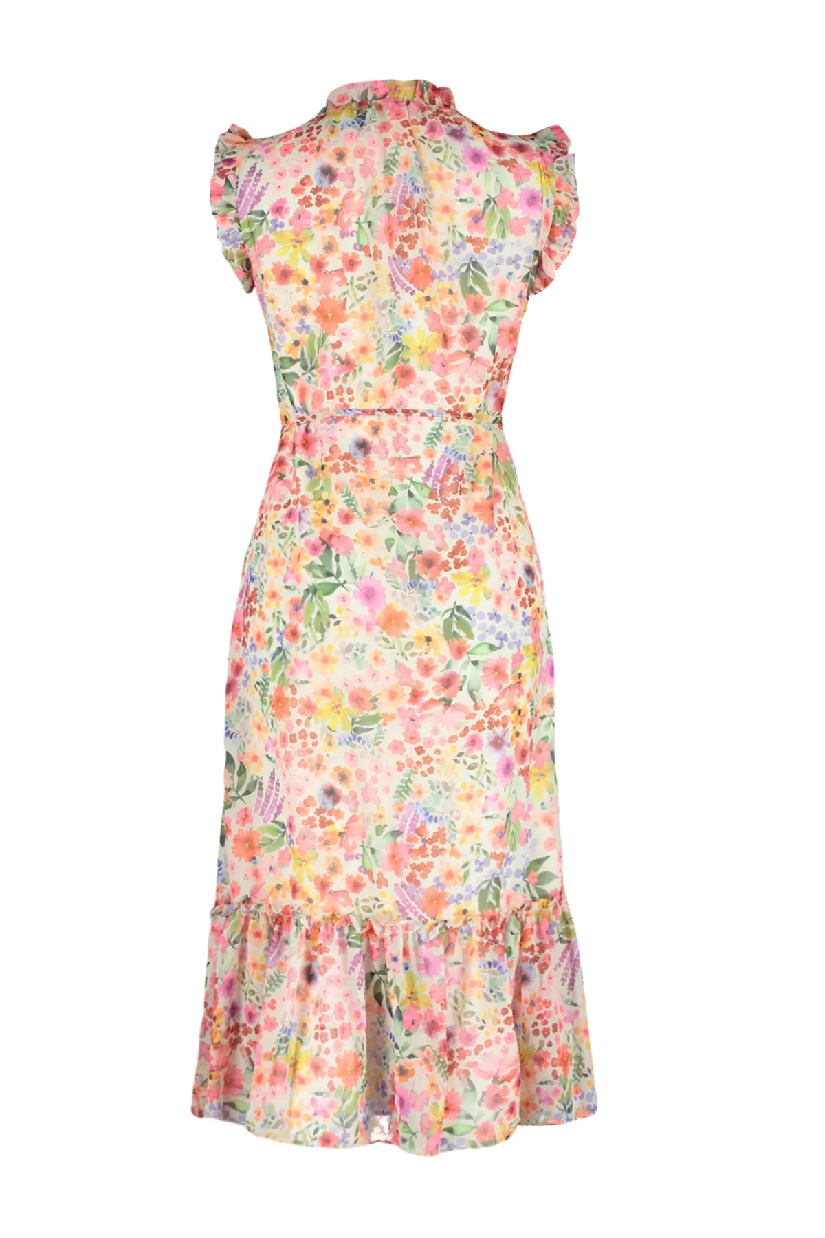 Trendyol Collection  Rosa gemustertes Midi-Gewebekleid in A-Linie/Glockenform TWOSS23EL01840
