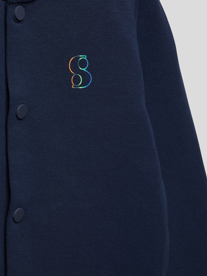 Sweatjacke mit Kontraststreifen Modell 'Back to school' in marineblau