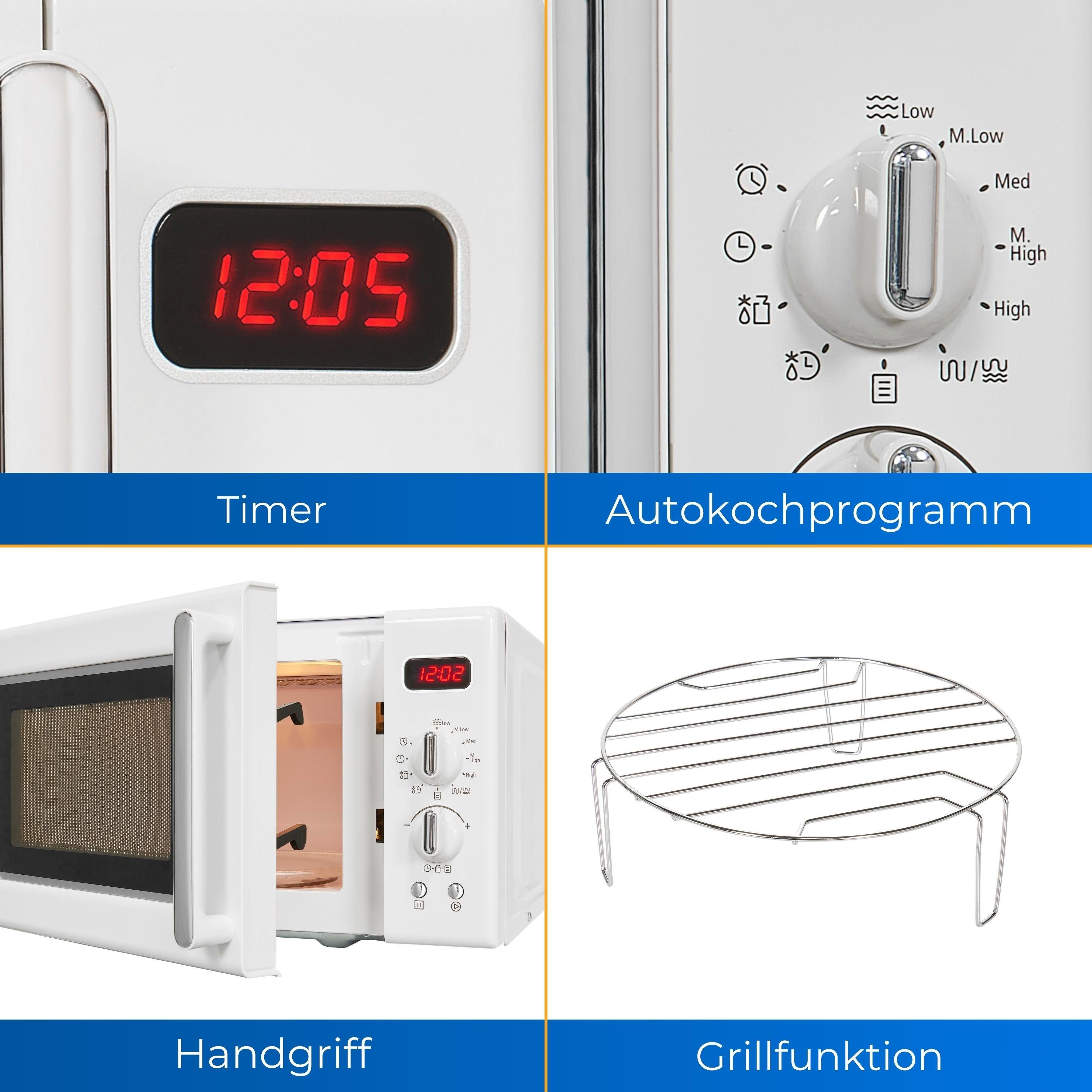 exquisit Mikrowelle RMW720-3G DIG, Grill, Mikrowelle, 20,00 l, attraktives Retro-Design mit praktischer Grillfunktion und Display