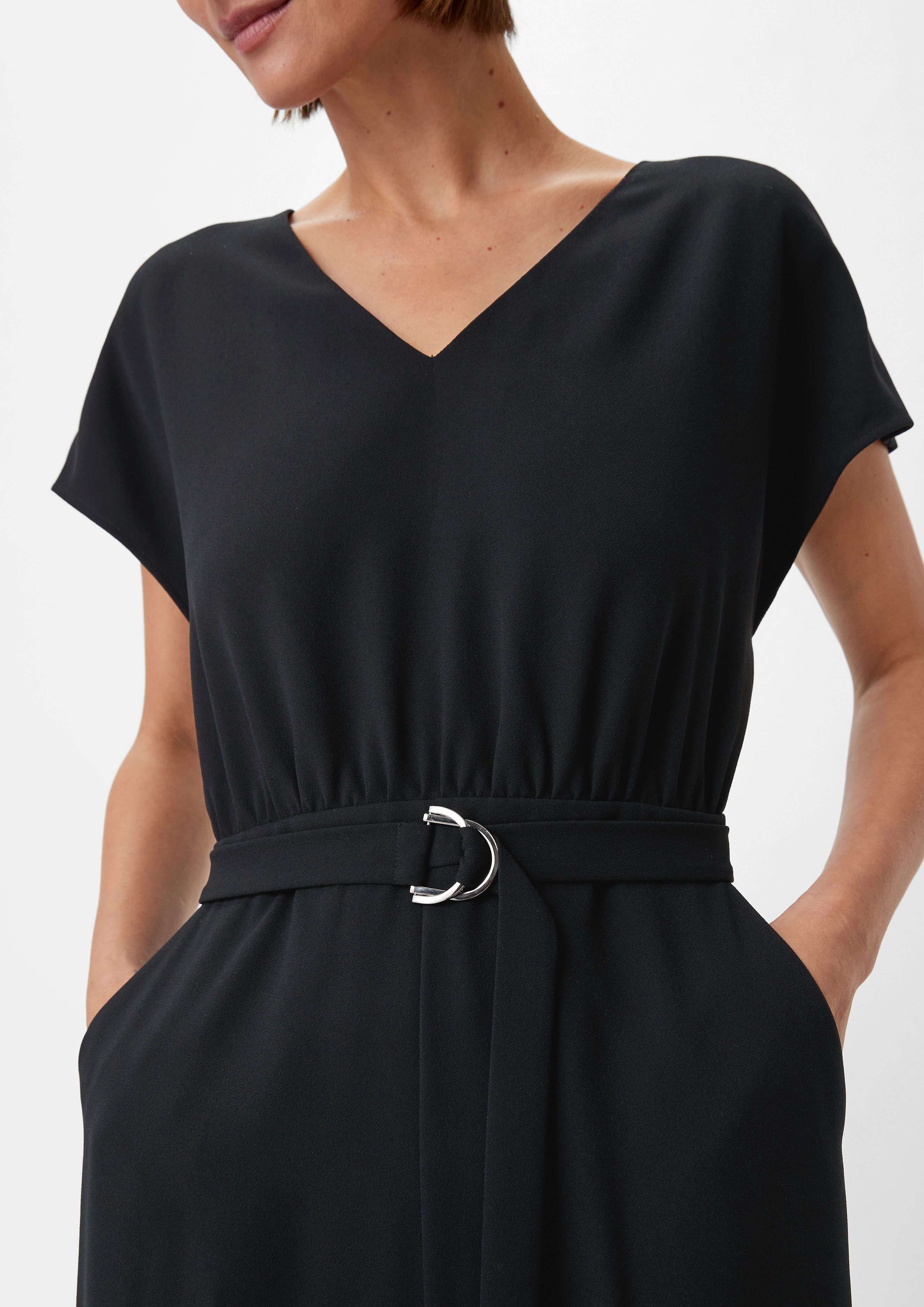 Comma Overall Crêpe-Overall mit Flared Leg Raffung