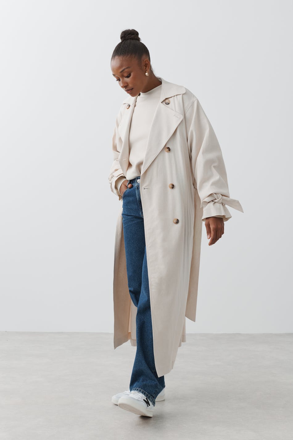 Linen blend trench coat