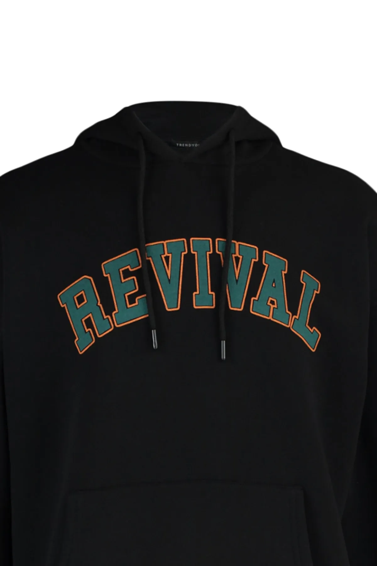 Trendyol Collection  Schwarzes, übergroßes/weit geschnittenes Unisex-Sweatshirt mit Kapuze und Textdruck TMNAW22SW1462