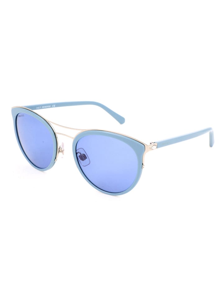 Swarovski Damen-Sonnenbrille in Hellblau-Gold günstig kaufen 54