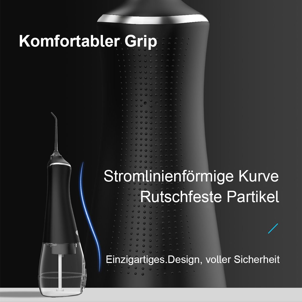 Hikeren Munddusche Elektrischer Zahnreiniger,Zahnspüler,300ml Wassertank,3/4 Gang Modus, 300 ml Wassertank