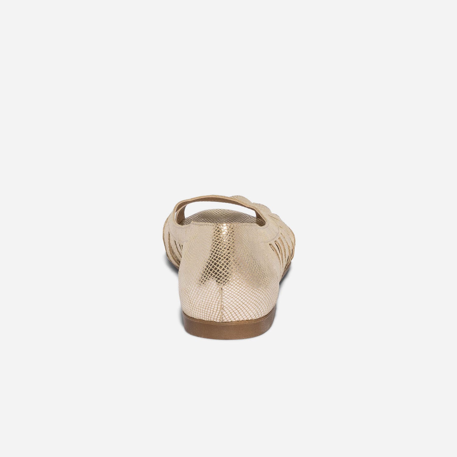 Ballerine open-toe dorée en cuir effet python