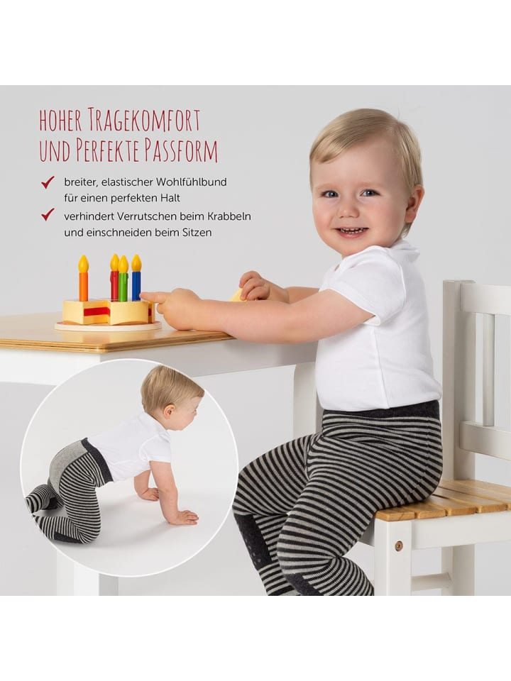 LaLoona Krabbelstrumpfhose - Streifen Grau - in grau,schwarz günstig kaufen