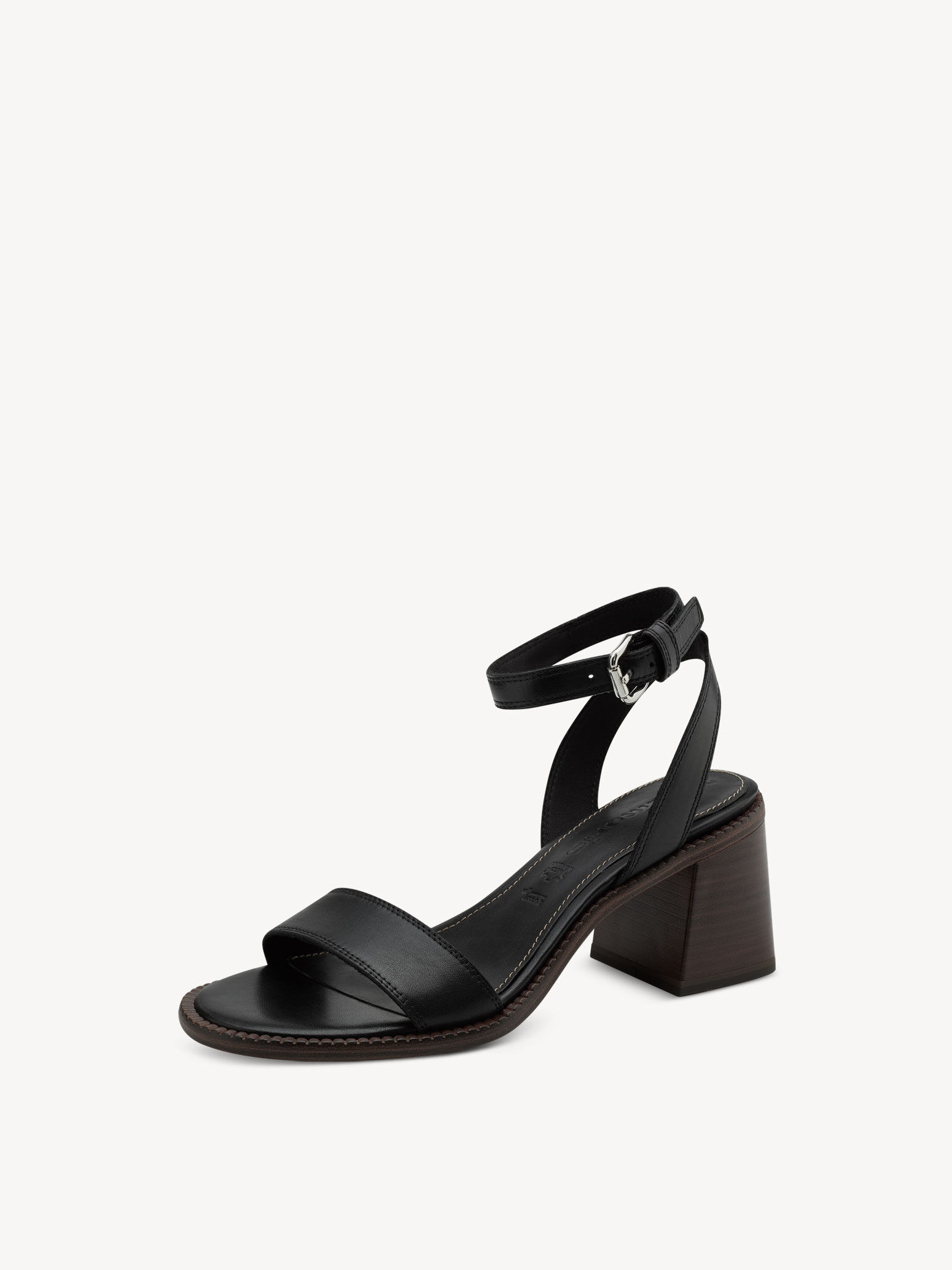 Sandale à talon en cuir - noir
