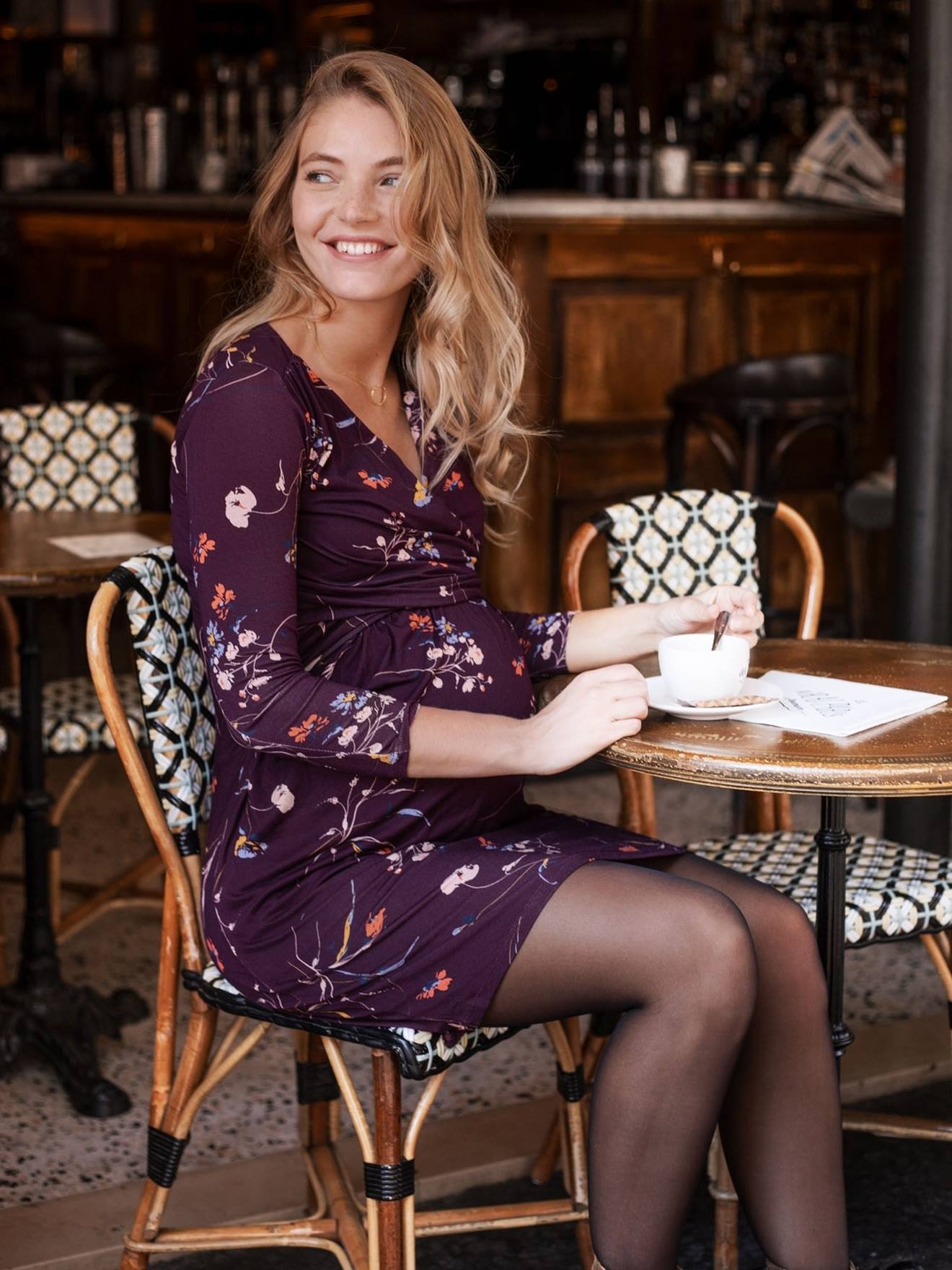 Envie de Fraise Wickelkleid für Schwangerschaft & Stillzeit DIVINE LS ENVIE DE FRAISE - violett bedruckt