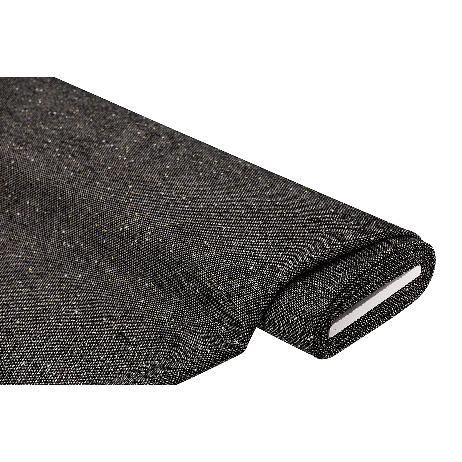 Woll-Tweed mit Glitzer, schwarz/weiß/gold