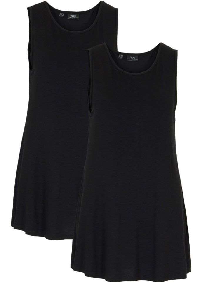 Viskose-Long-Tops, 2er- Pack