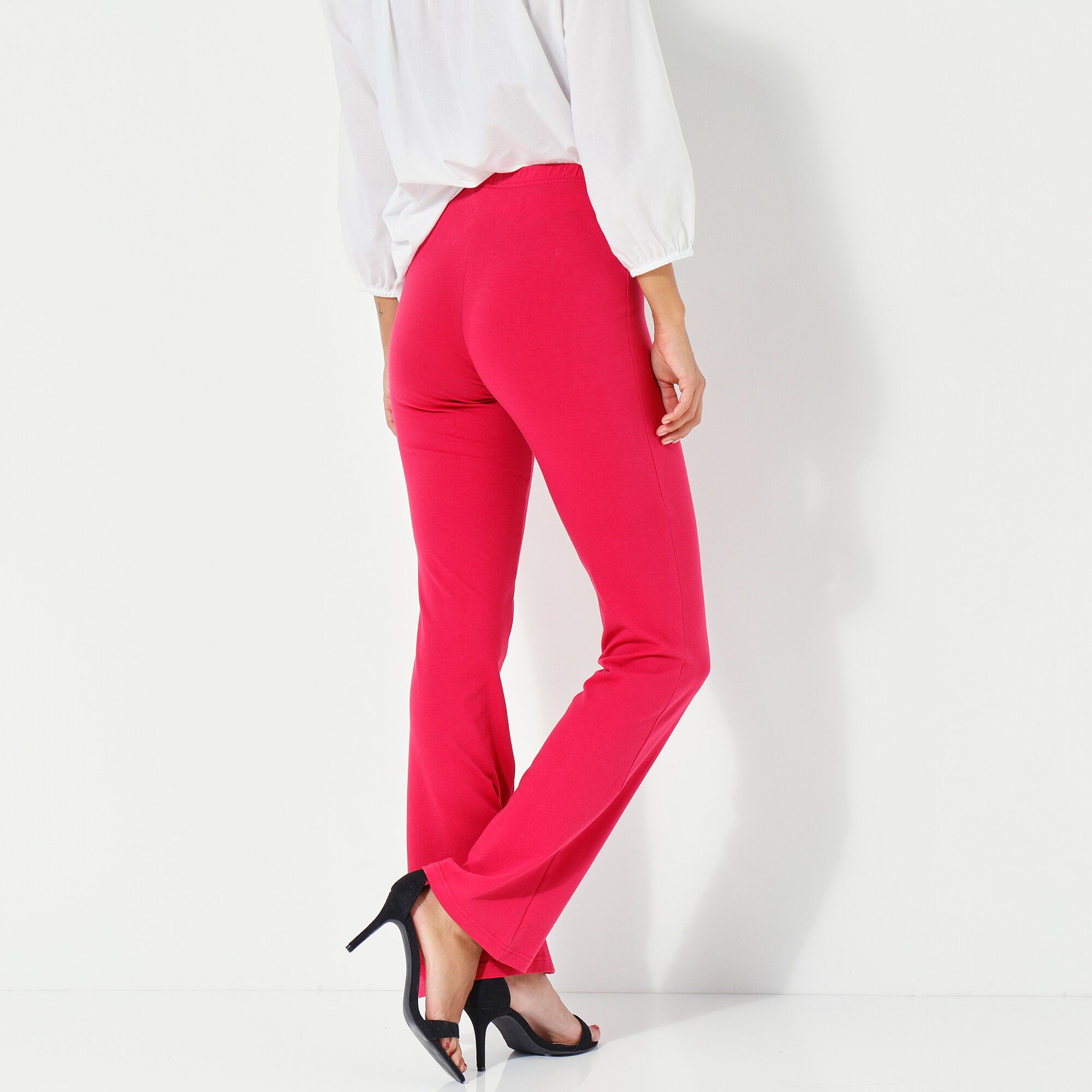 Legging bootcut uni, taille élastiquée