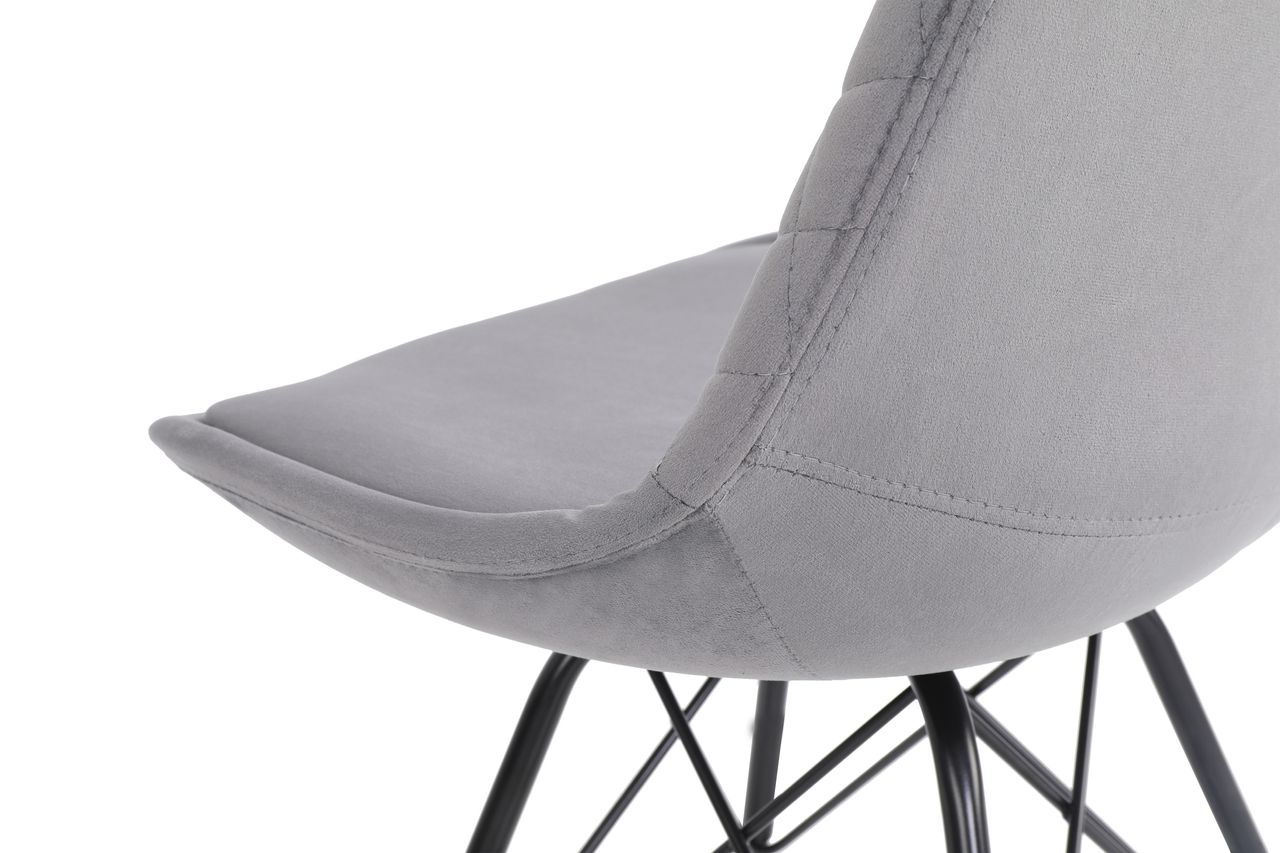 byLiving RICA Stuhl, 2er Set, Metallgestell schwarz pulverbeschichtet, Samtbezug grau