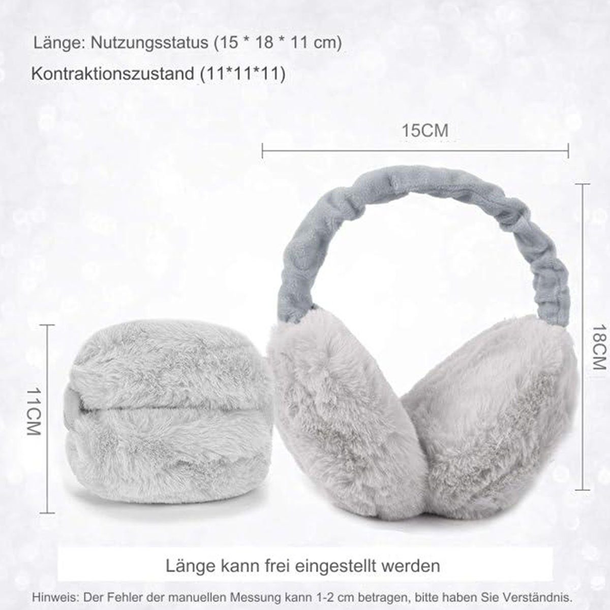 COUNJOYING Ohrenwärmer Winter Ohrenwärmer Damen Plüsch Faltbare Ohrenwärmer, Grau (1-St)